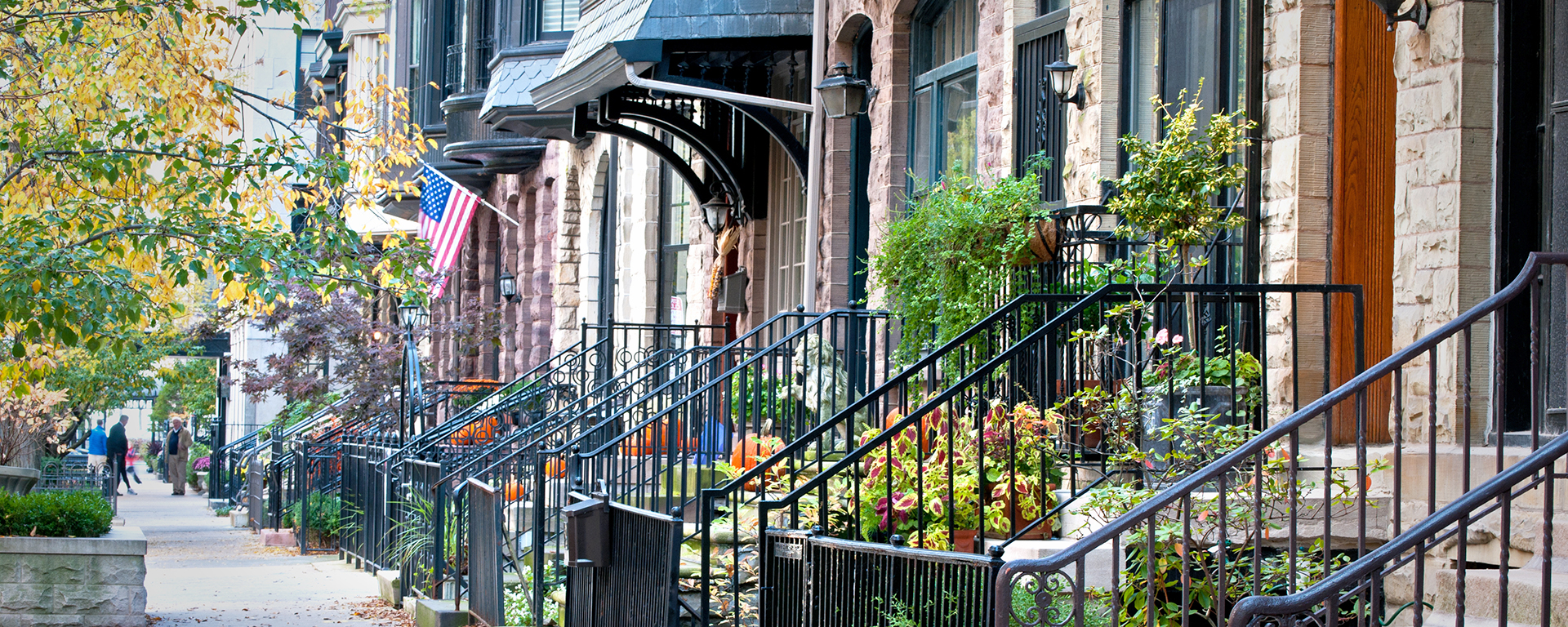 Urban Autumn Autumn on a residential street in the city of Chicago.; Shutterstock ID 140591185; PO: Product 002; Job: Consumer Website Banner Images; Client: Market Leader